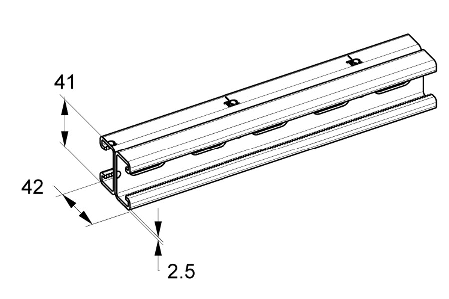 Profilo Strut in acciaio 41x21 doppio zincato a caldo PRF1295